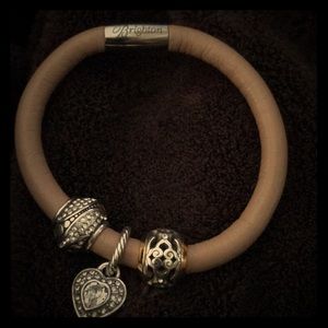 Brighton leather w charms stock wood bracelet